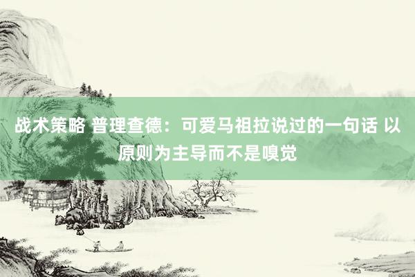 战术策略 普理查德：可爱马祖拉说过的一句话 以原则为主导而不是嗅觉